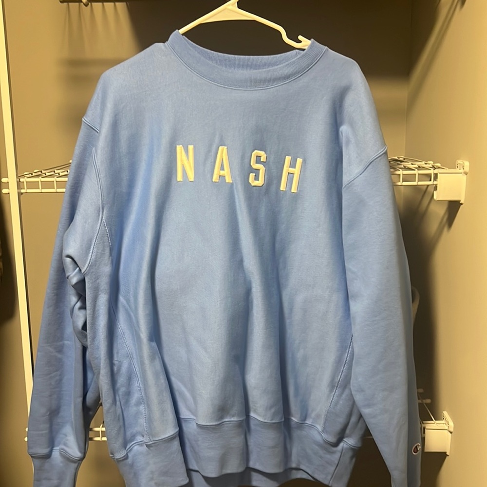 NWT * Champion NASH Blue Crewneck Sweatshirt Size Large